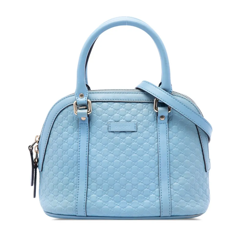 Gucci Mini Microguccissima Dome Satchel Blue Leather Very good - Front View