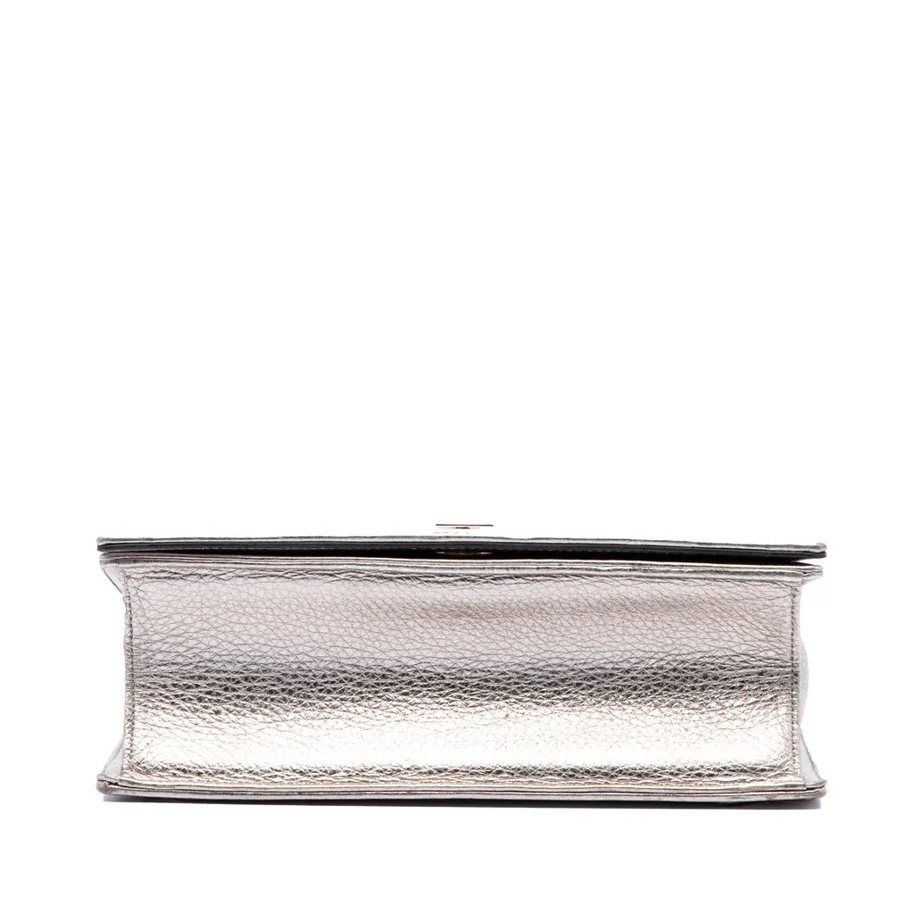 Dior Medium Metallic Calfskin Diorama Flap Silver Leather Very good - Inside View