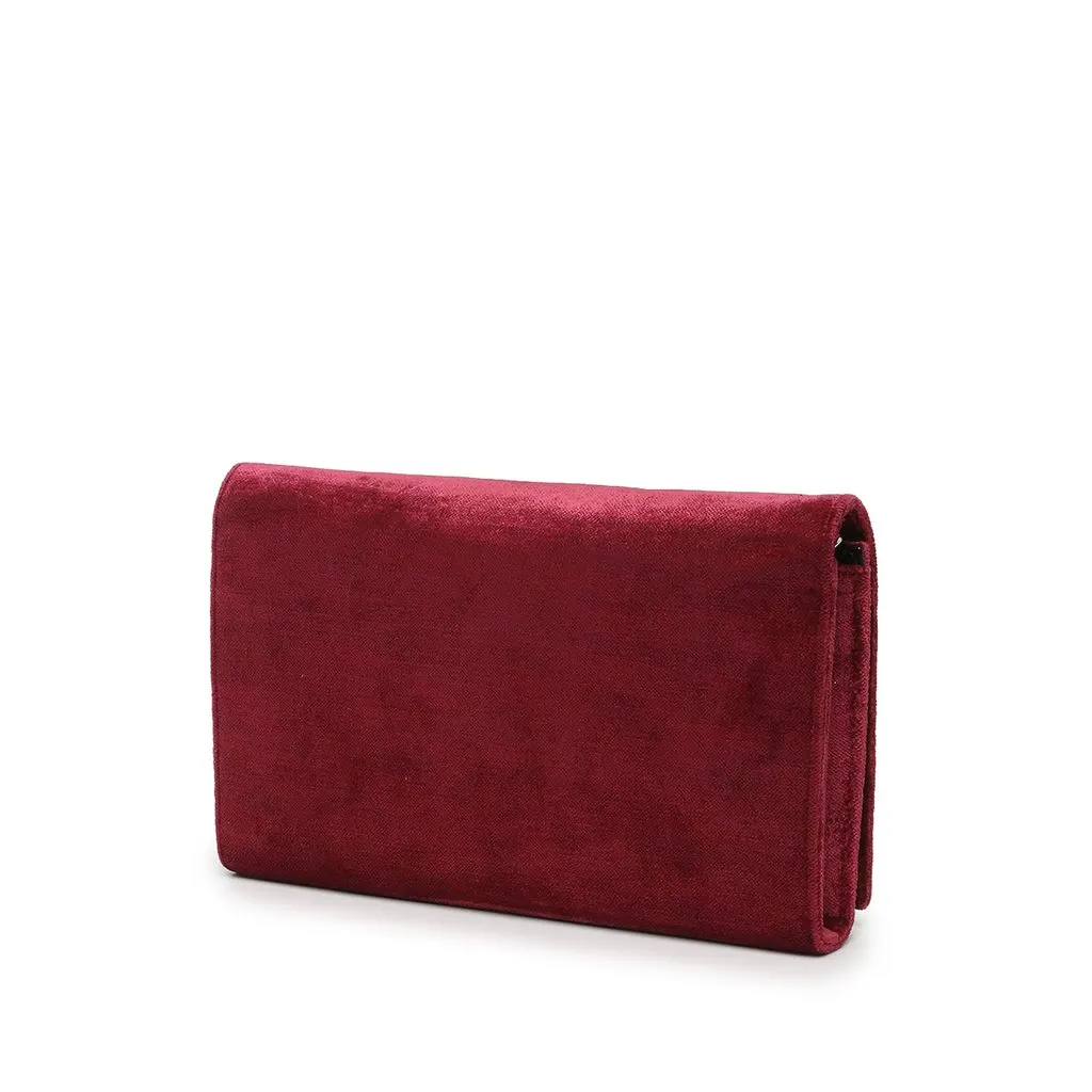 Saint Laurent Velvet Monogram Kate Wallet On Chain Red Velvet Very good - Back View