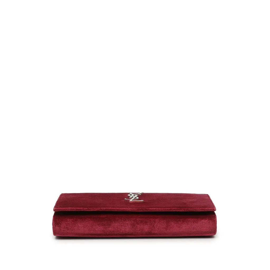 Saint Laurent Velvet Monogram Kate Wallet On Chain Red Velvet Very good - Inside View