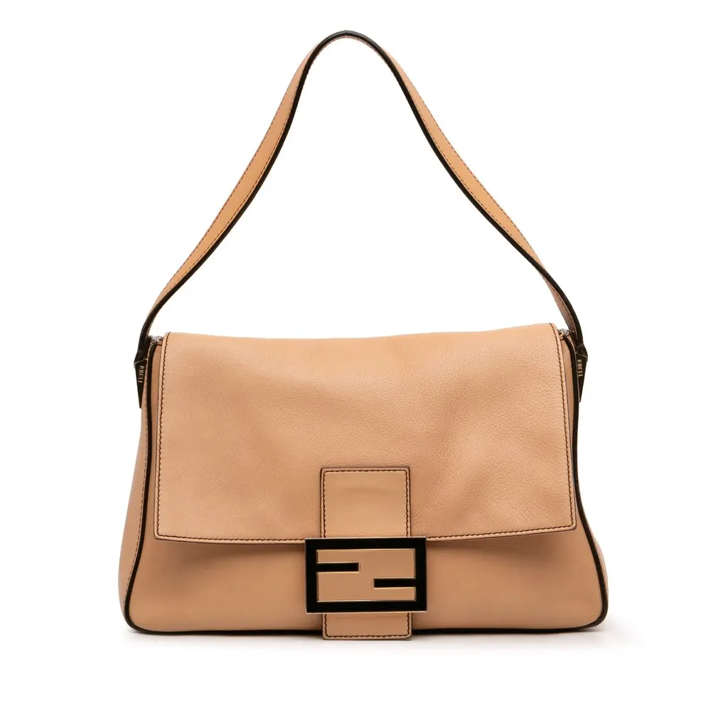 Fendi Large Calfskin Mamma Forever Shoulder Bag Brown Leather Good - Front View