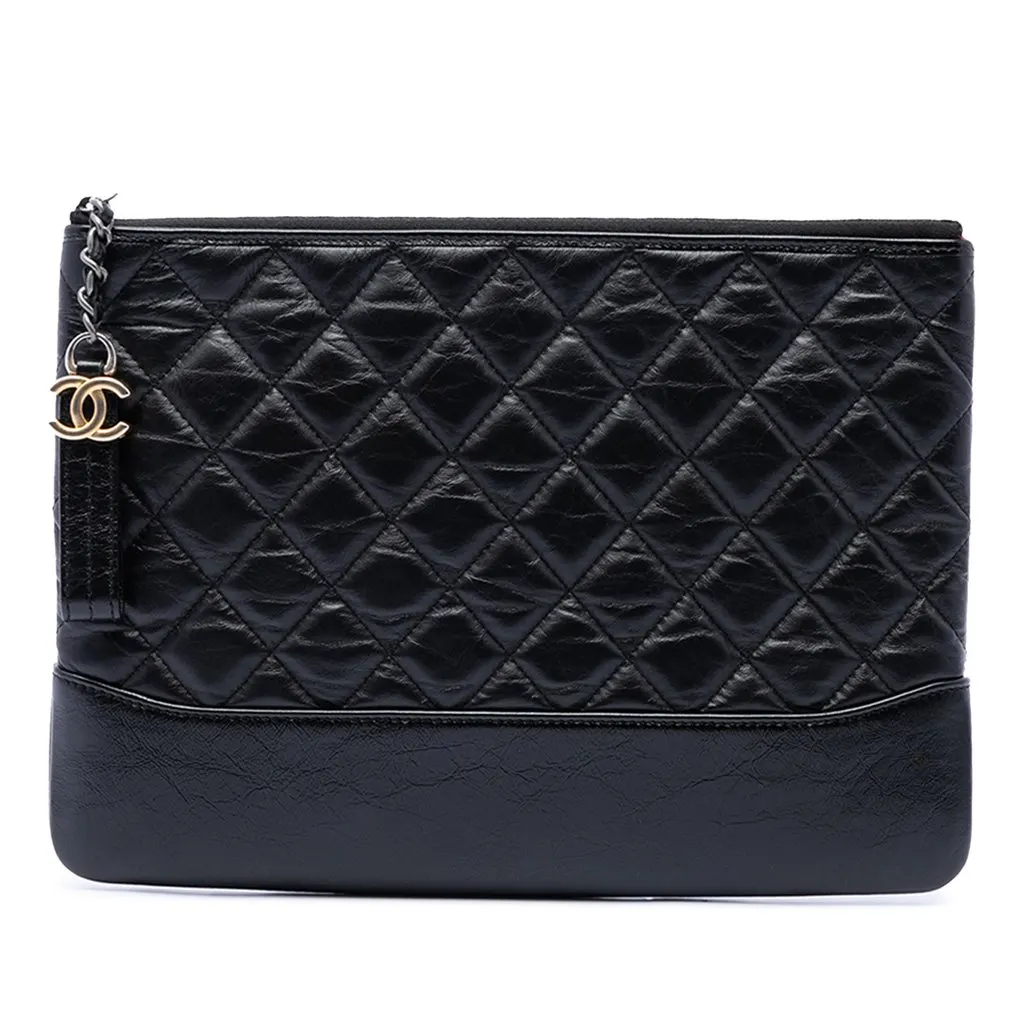 Chanel Medium Quilted Aged Calfskin Gabrielle O Case Clutch