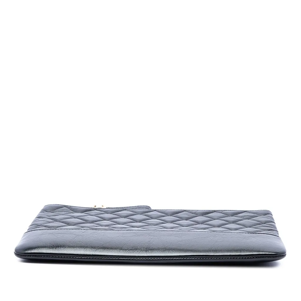 Chanel Medium Quilted Aged Calfskin Gabrielle O Case Clutch Black Leather Very good - Inside View