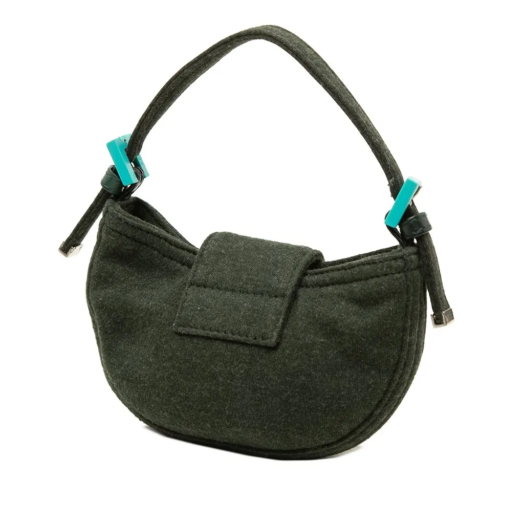 Fendi Mini Wool Croissant Handbag Green Wool Good - Back View