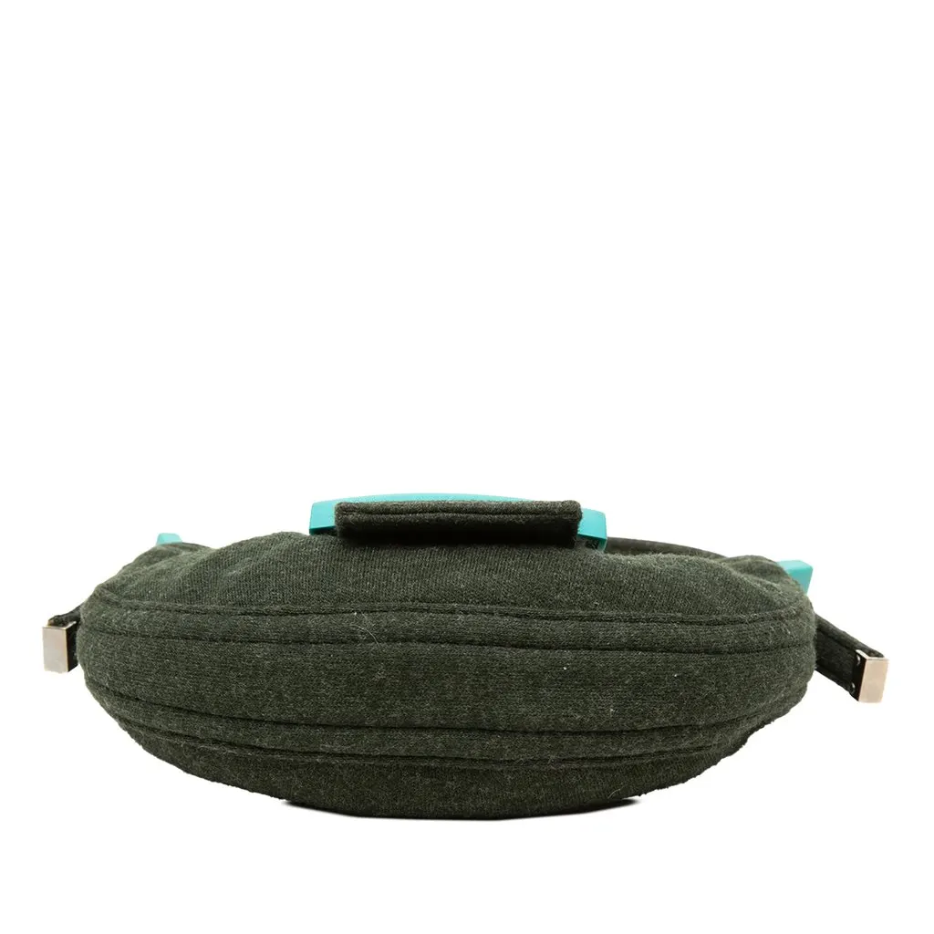 Fendi Mini Wool Croissant Handbag Green Wool Good - Inside View