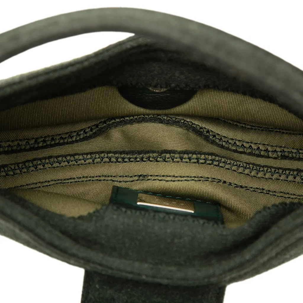 Fendi Mini Wool Croissant Handbag Green Wool Good - Model View