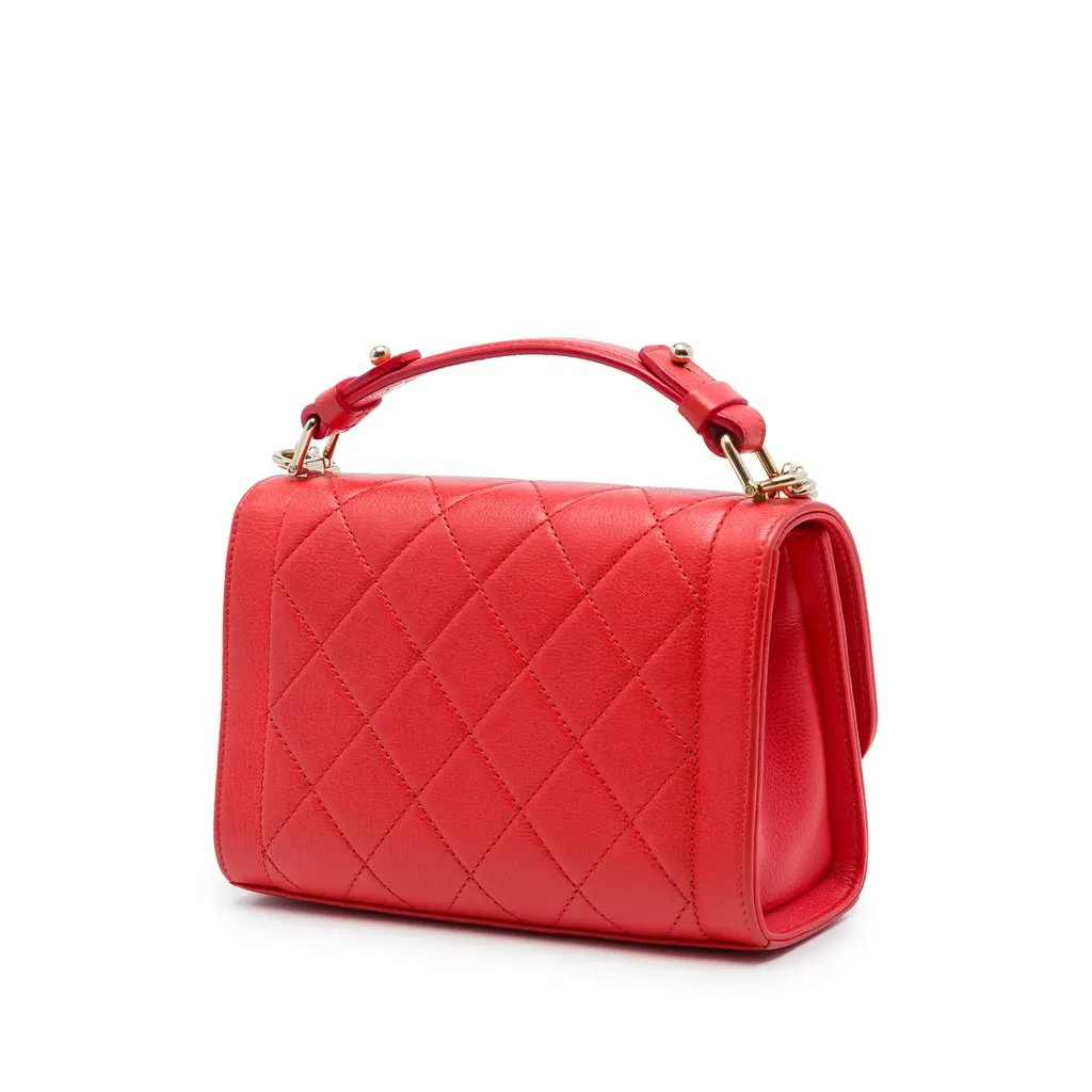 Chanel Small Quilted Grained Calfskin Label Click Flap Red Leather Very good - Back View