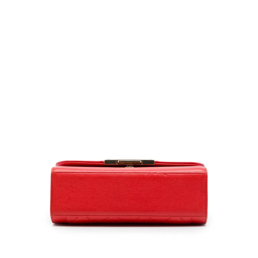 Chanel Small Quilted Grained Calfskin Label Click Flap Red Leather Very good - Inside View