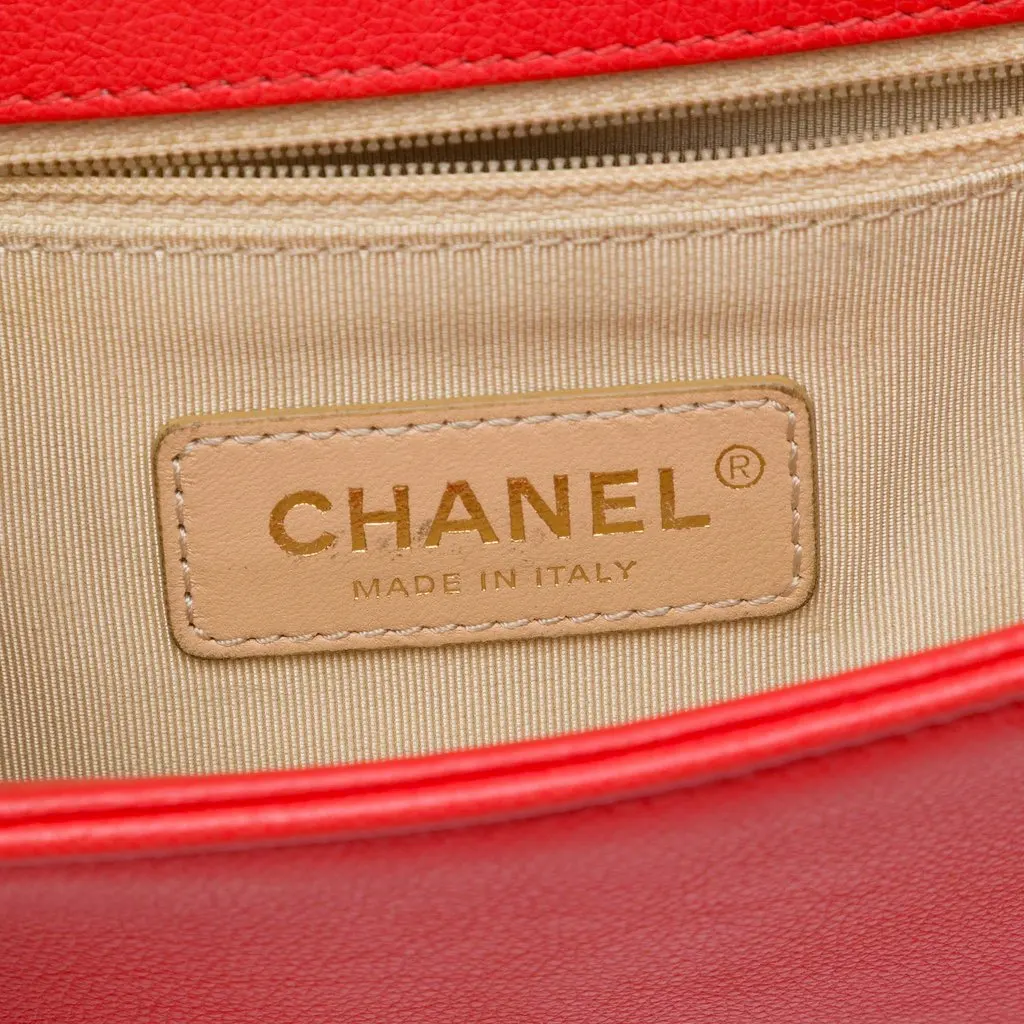 Chanel Small Quilted Grained Calfskin Label Click Flap Red Leather Very good - Box View