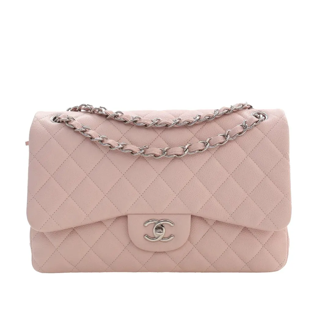 Chanel Jumbo Classic Caviar Double Flap Pink Leather Very good - Front View