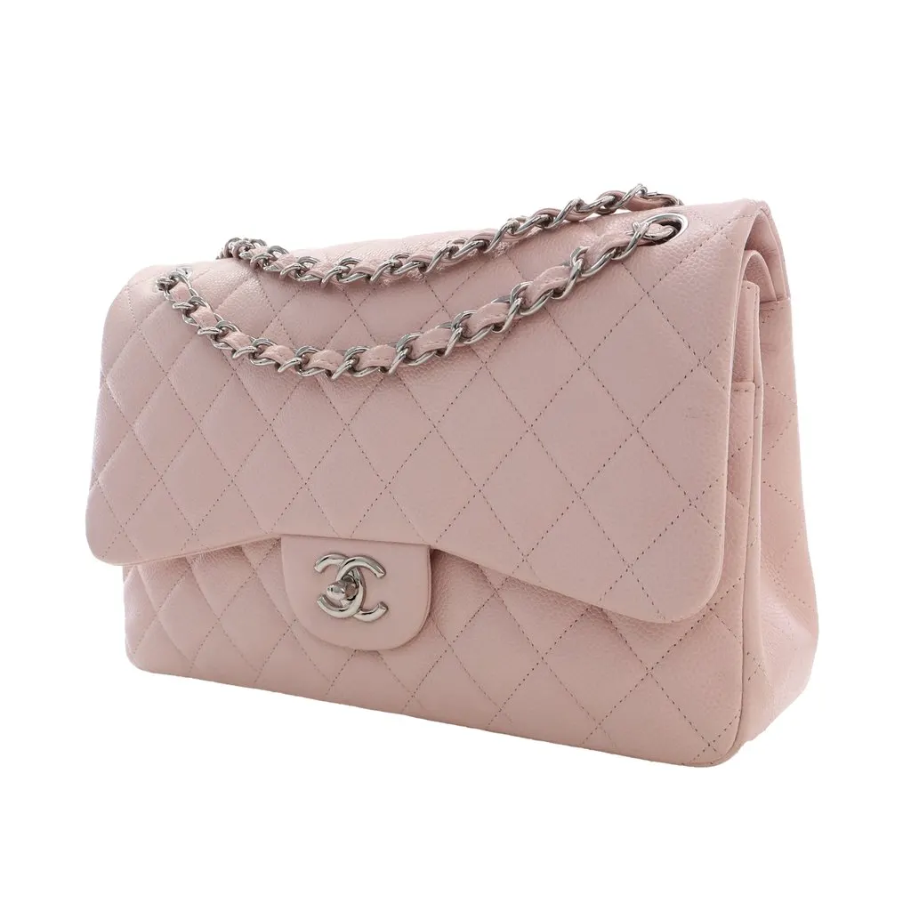 Chanel Jumbo Classic Caviar Double Flap Pink Leather Very good - Back View