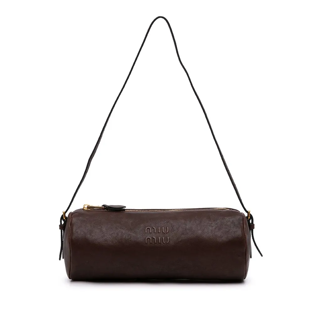 Miu Miu Nappa Aviator Shoulder Bag Brown Leather Very good - Front View