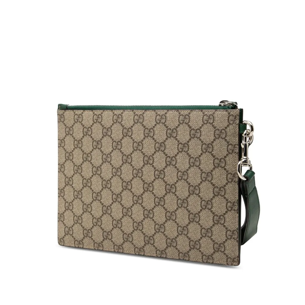 Gucci GG Supreme Fox Clutch Beige Very good - Back View