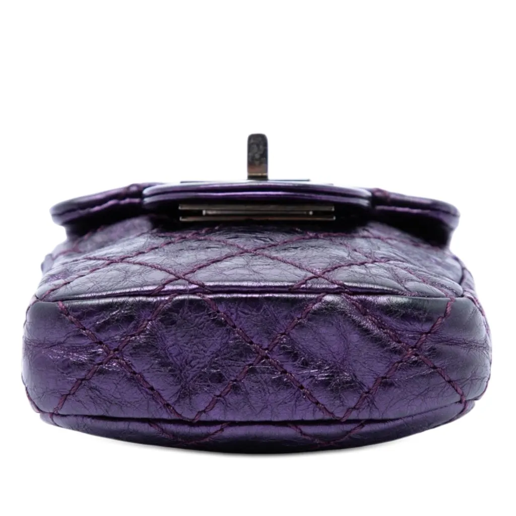 Chanel Quilted Metallic Aged Calfskin Reissue 2.55 Phone Holder Purple Leather Very good - Inside View
