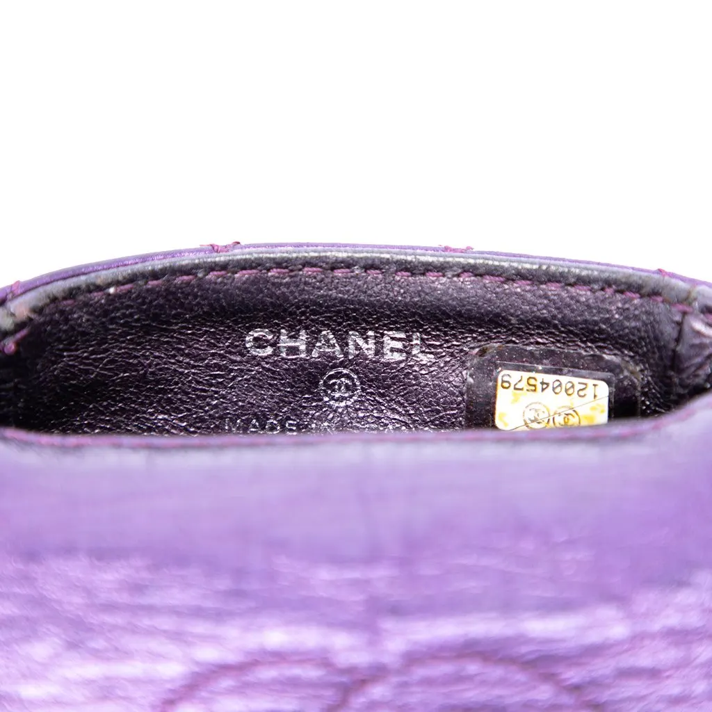 Chanel Quilted Metallic Aged Calfskin Reissue 2.55 Phone Holder Purple Leather Very good - Box View