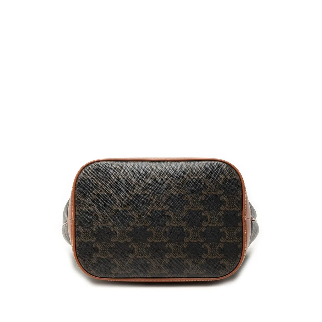 Celine Small Triomphe Coated Canvas Bucket Bag Brown Very good - Inside View
