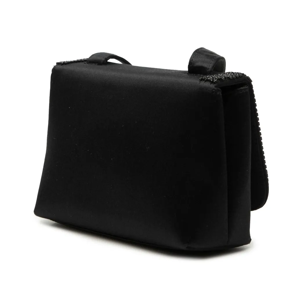 Chanel Mini Satin Beaded Flap Crossbody Black Very good - Back View