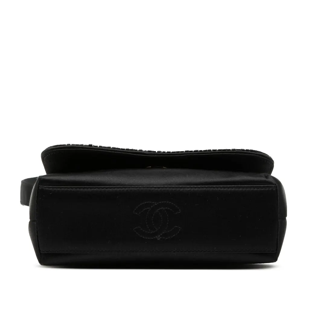 Chanel Mini Satin Beaded Flap Crossbody Black Very good - Inside View