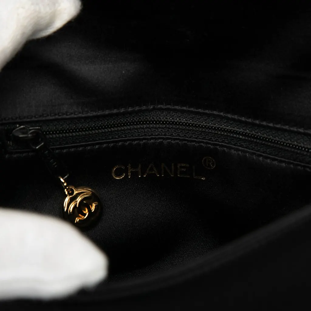 Chanel Mini Satin Beaded Flap Crossbody Black Very good - Box View
