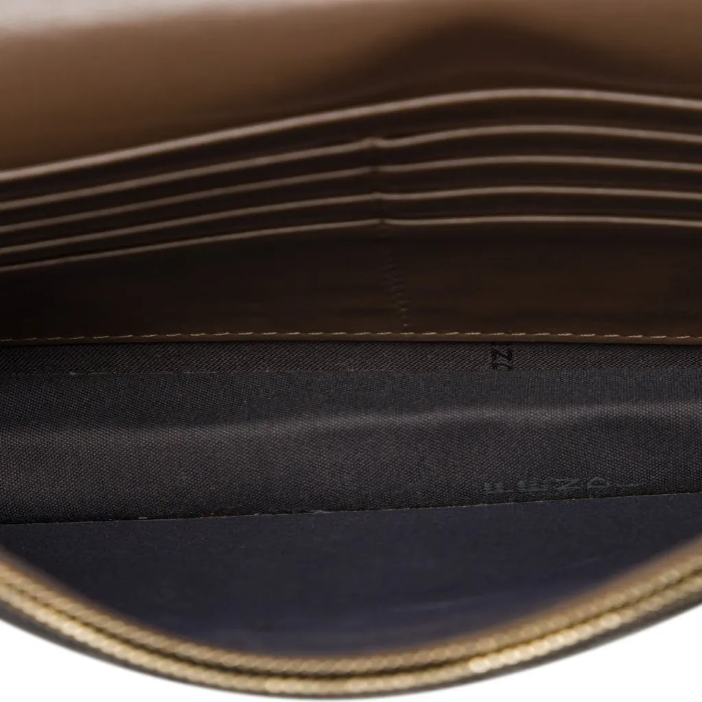 Fendi Zucca Embossed Leather F Is Fendi Envelope Wallet On Chain Brown Leather Very good - Model View