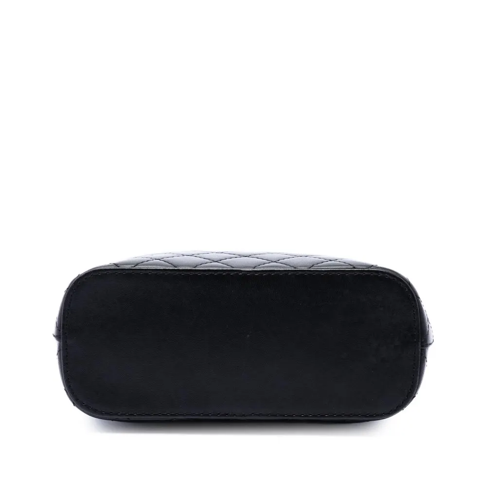 Chanel CC Quilted Lambskin Chain Crossbody Black Leather Very good - Inside View