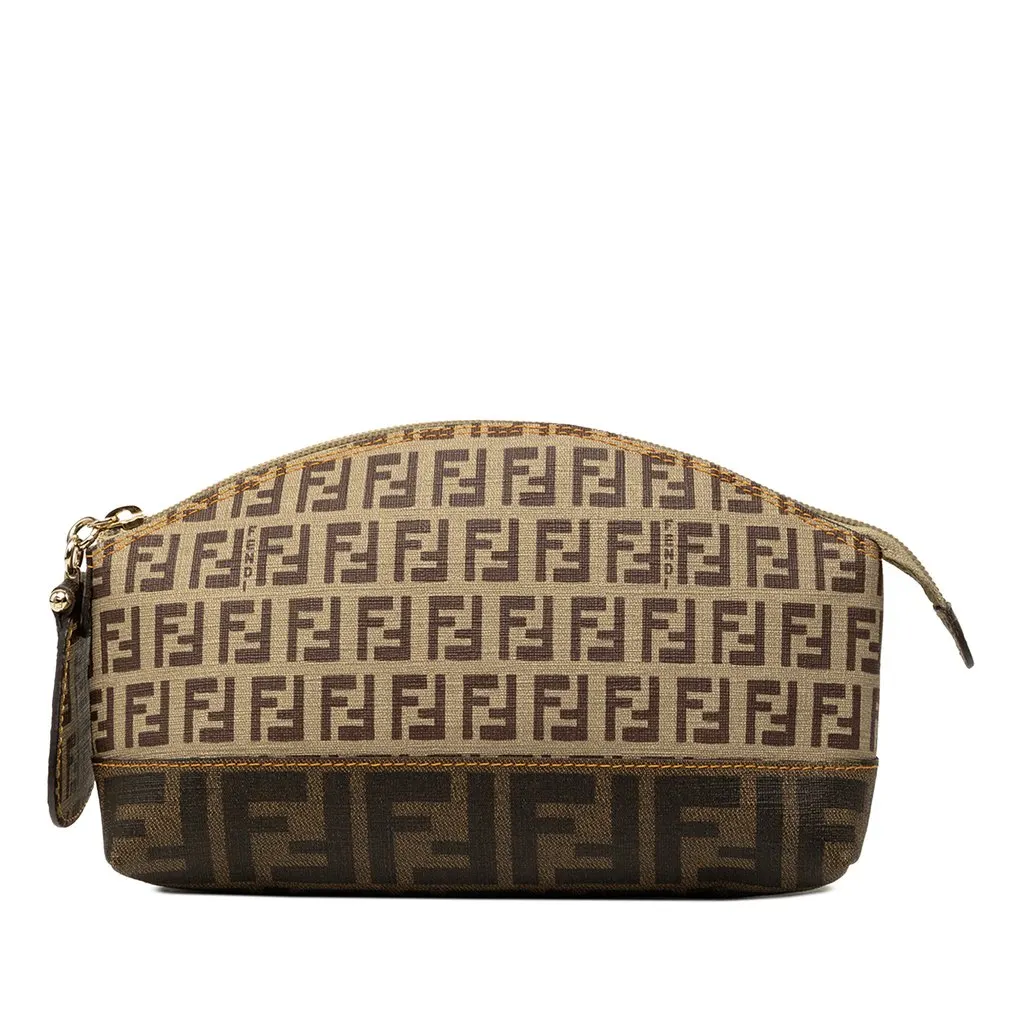 Fendi Zucca and Zucchino Coated Canvas Cosmetic Pouch Beige