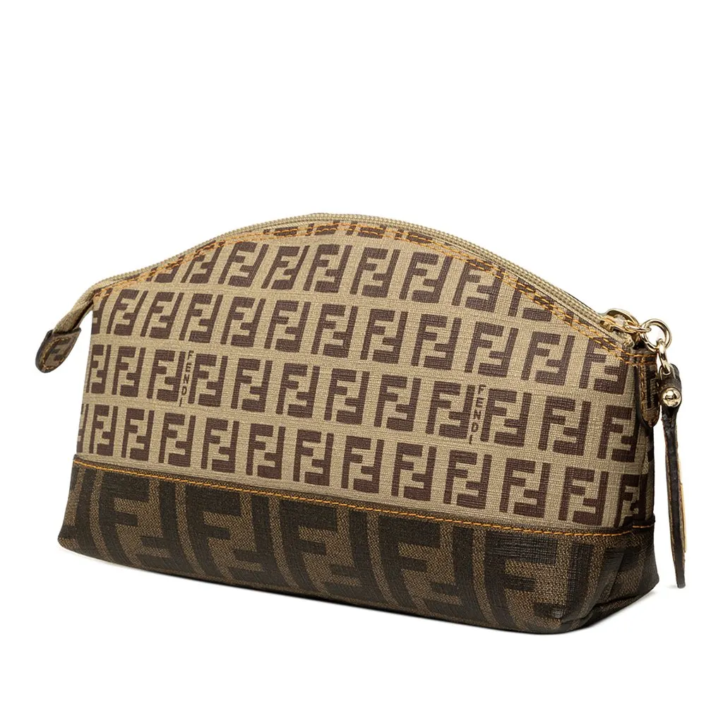 Fendi Zucca and Zucchino Coated Canvas Cosmetic Pouch Beige Very good - Back View