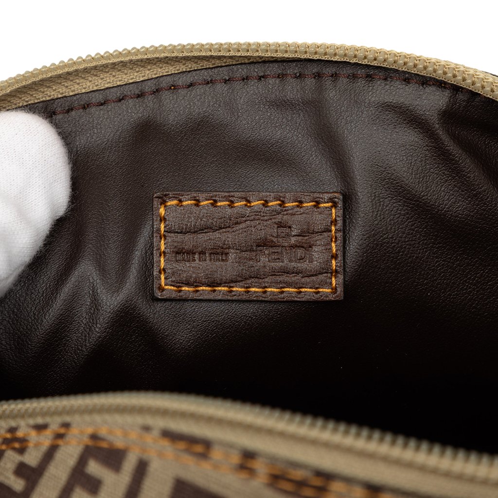 Fendi Zucca and Zucchino Coated Canvas Cosmetic Pouch Beige