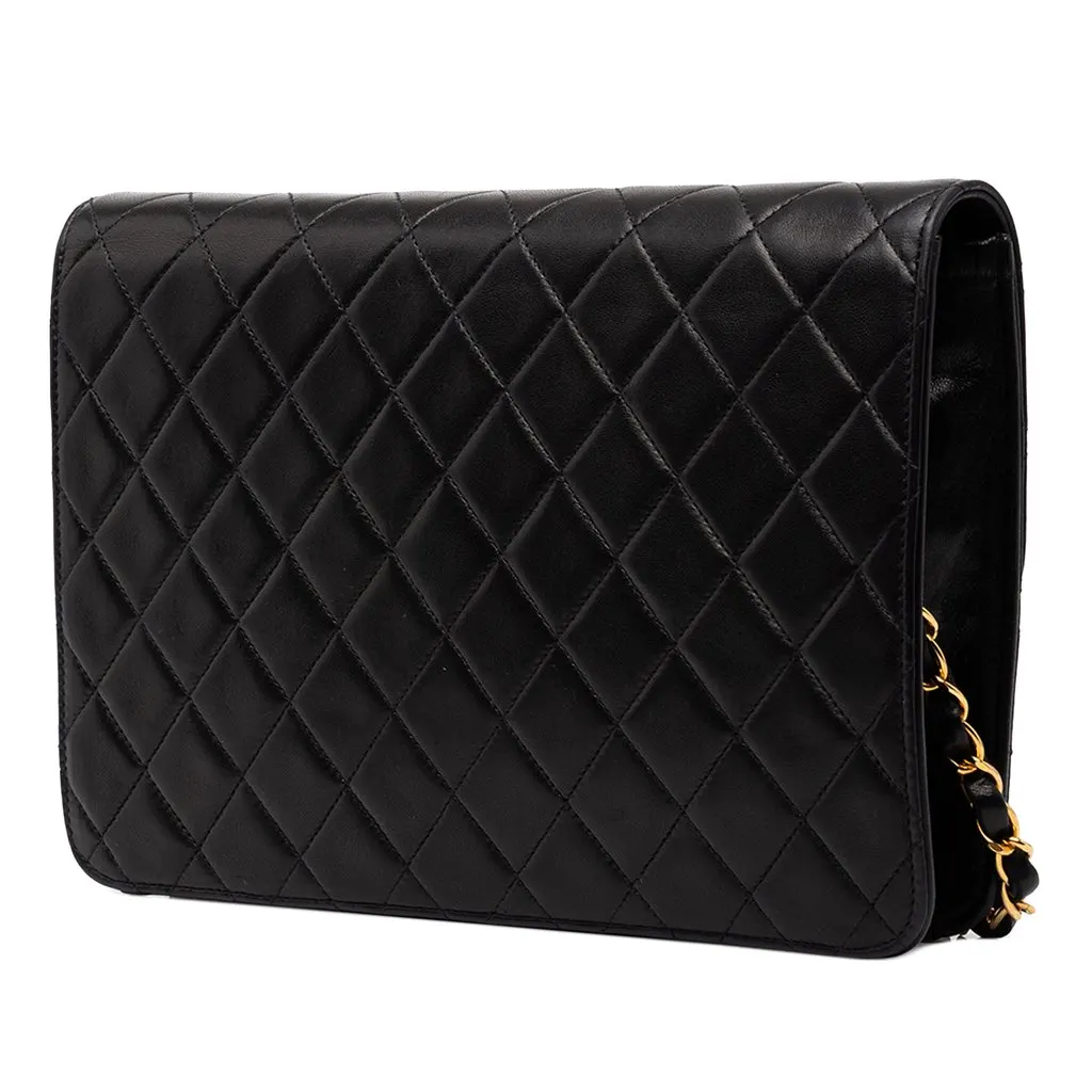 Chanel Medium CC Quilted Lambskin Single Flap Black Leather Very good - Back View