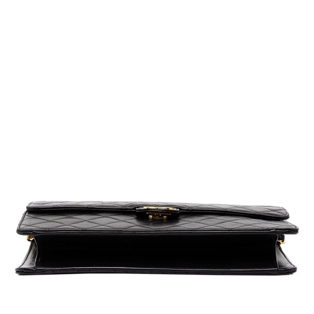 Chanel Medium CC Quilted Lambskin Single Flap Black Leather Very good - Inside View