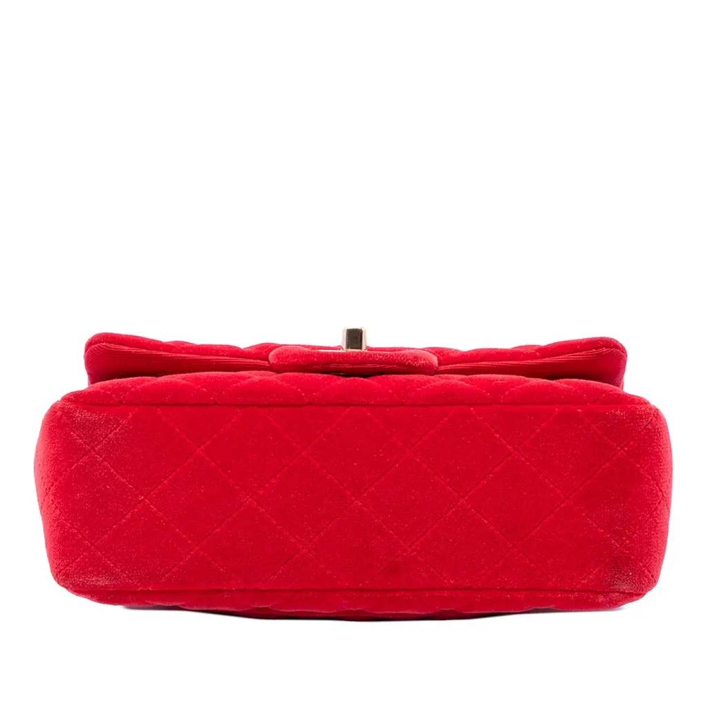 Chanel Mini Rectangular Classic Velvet Single Flap Red Velvet Very good - Inside View