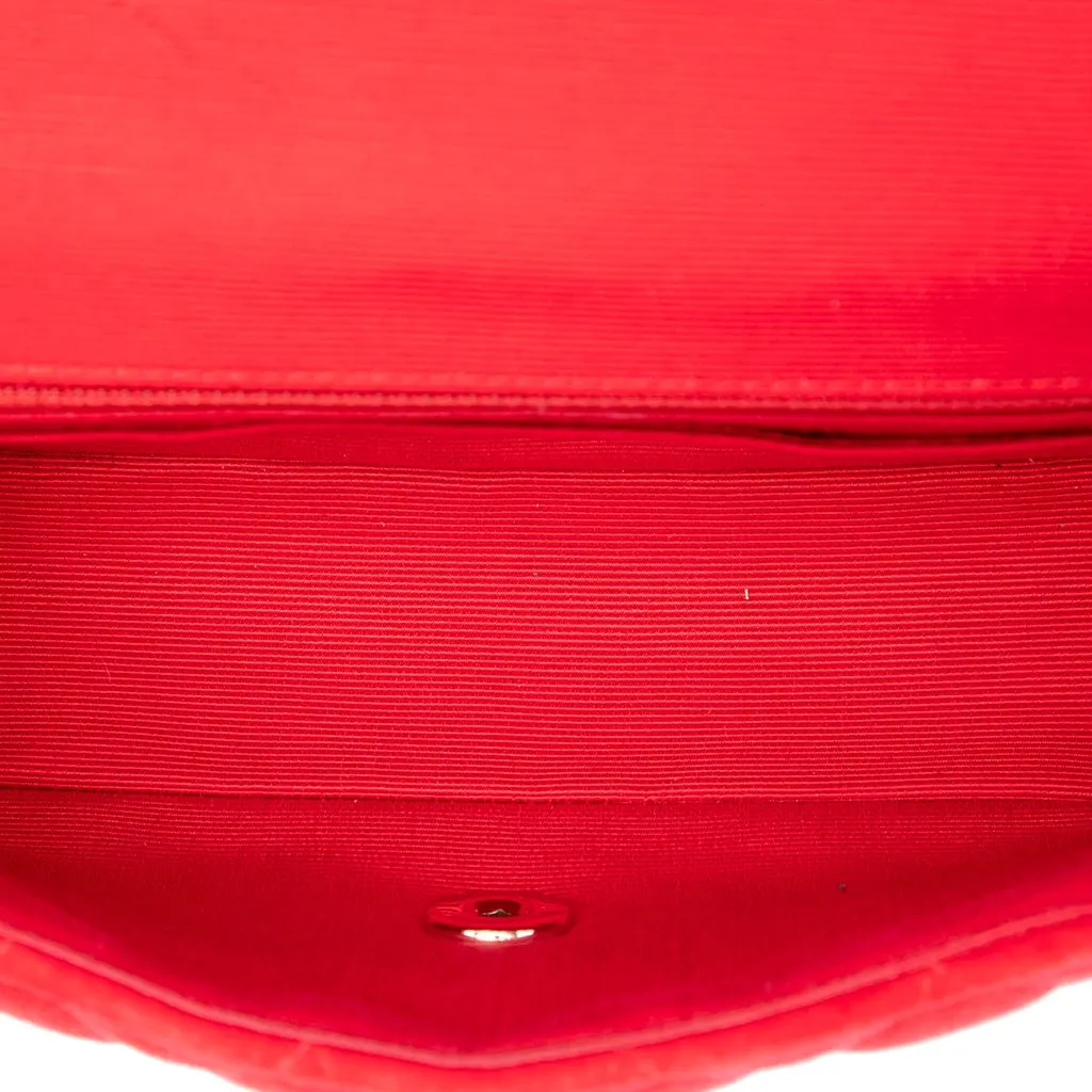 Chanel Mini Rectangular Classic Velvet Single Flap Red Velvet Very good - Model View