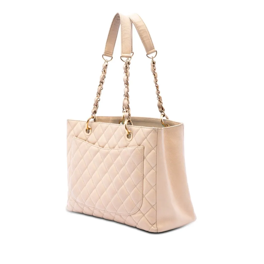 Chanel Caviar Grand Shopping Tote Brown Leather Good - Back View