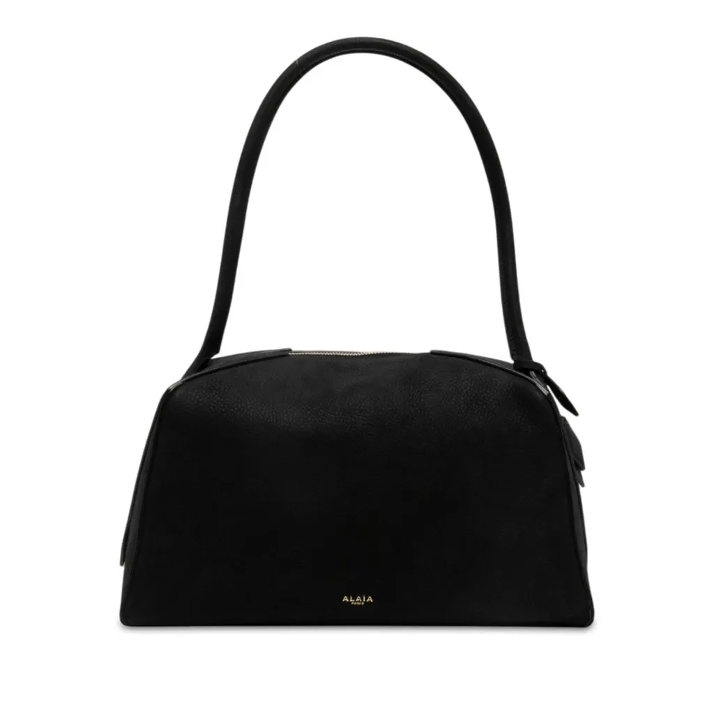 Alaïa Nubuck Le Bouledogue Shoulder Bag Black Leather Good - Front View