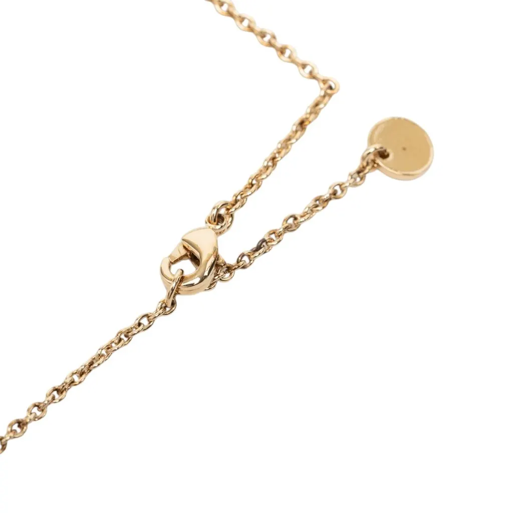 Dior Gold Plated Strass Embellished Faux Pearl CD Tribal Long Necklace Gold Metal Very good - Model View