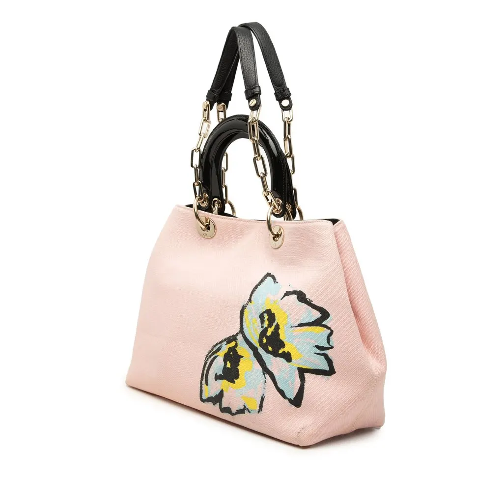 Dior Limited Edition Medium Canvas Floral Printed Diorissimo Satchel Pink Very good - Back View