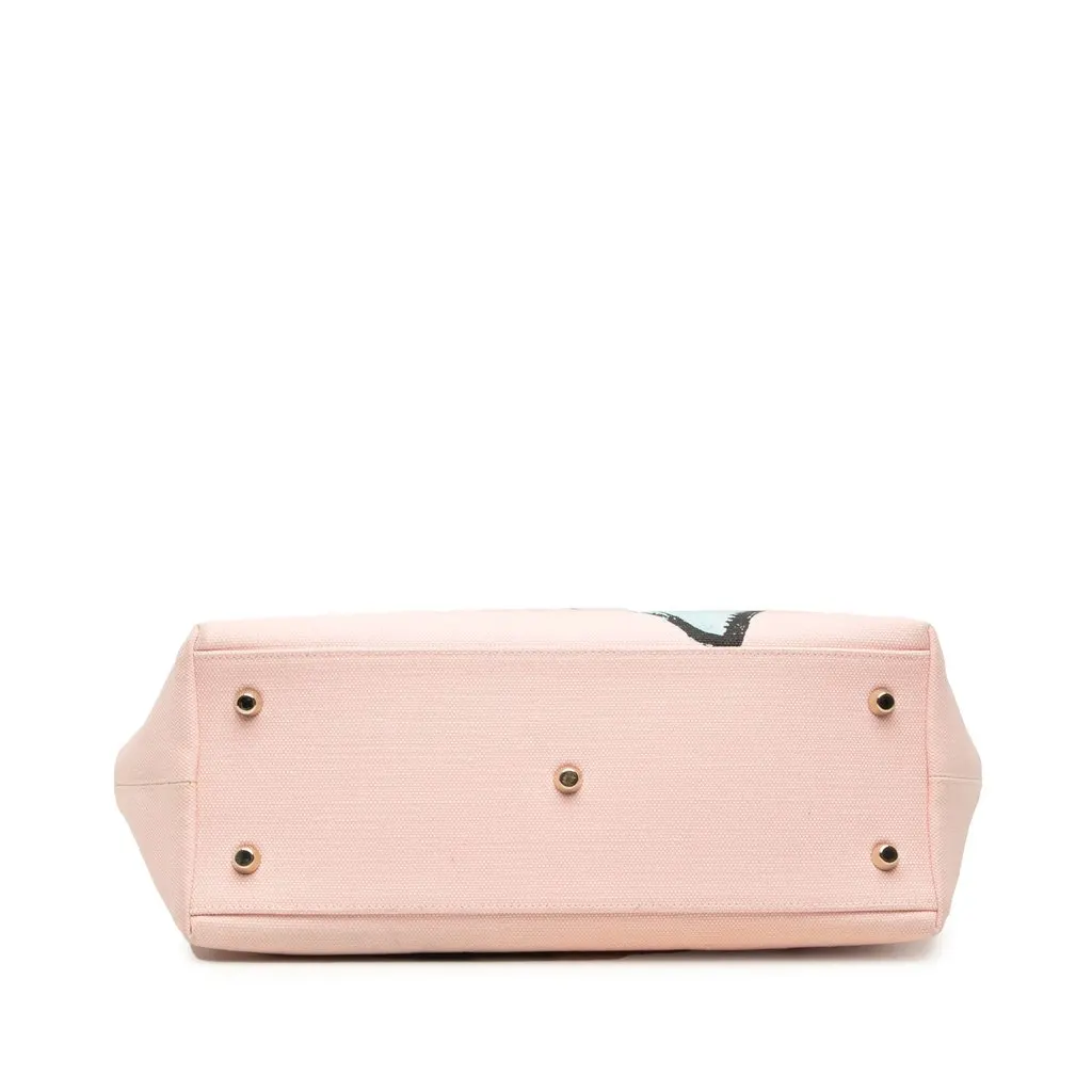 Dior Limited Edition Medium Canvas Floral Printed Diorissimo Satchel Pink Very good - Inside View