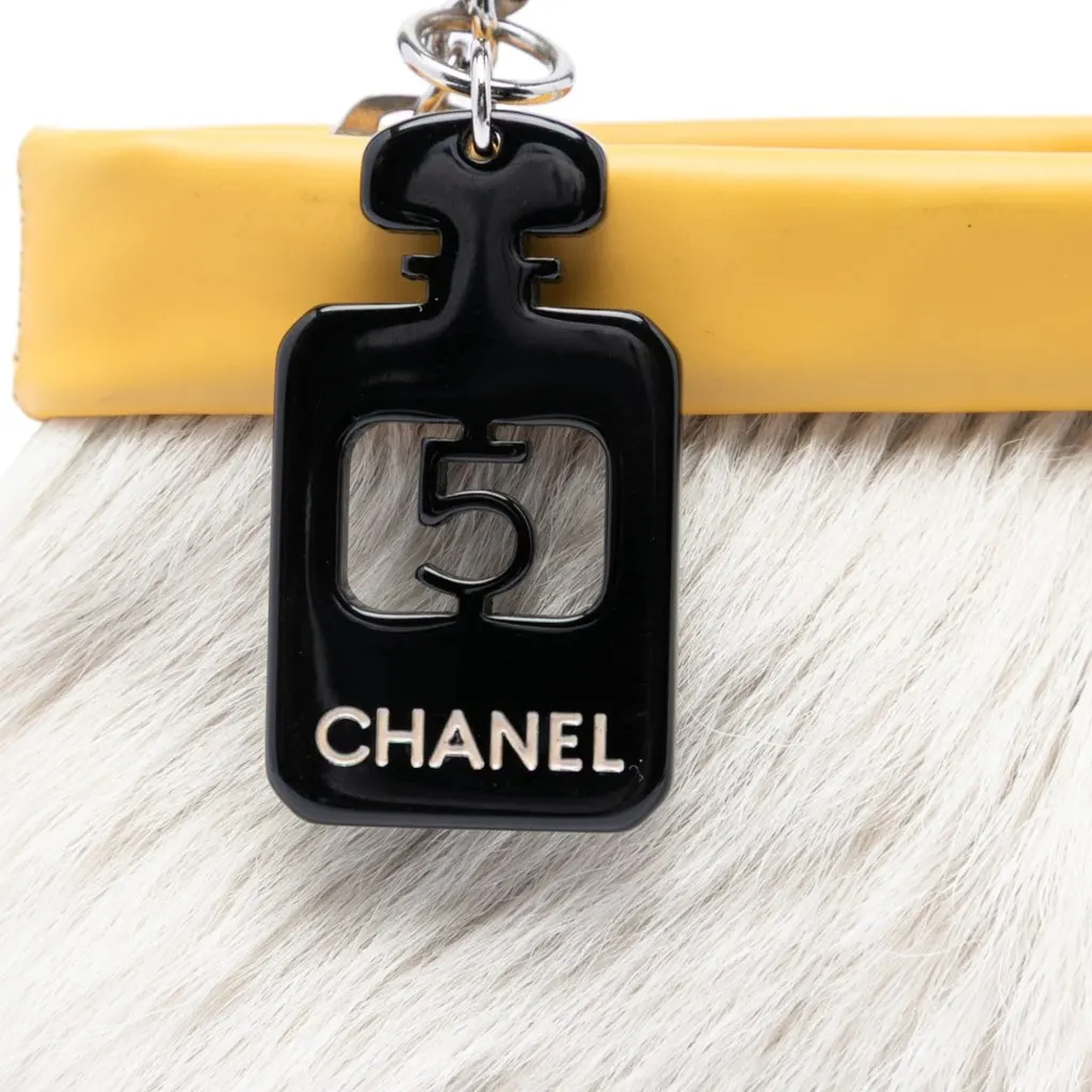 Chanel Rabbit Fur No.5 Perfume Bottle Charm Pochette White Very good - Box View