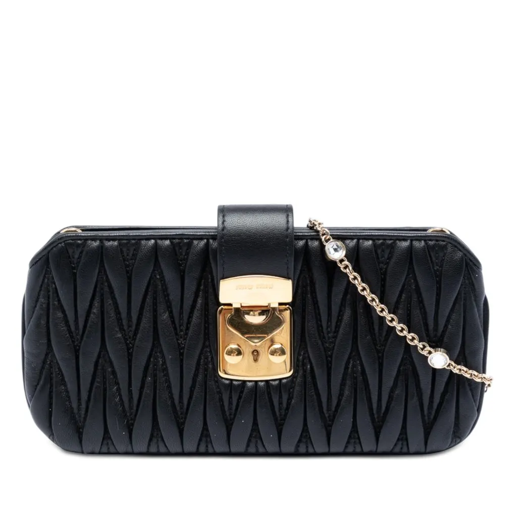 Miu Miu Matelasse Nappa Crystal Clutch on Chain