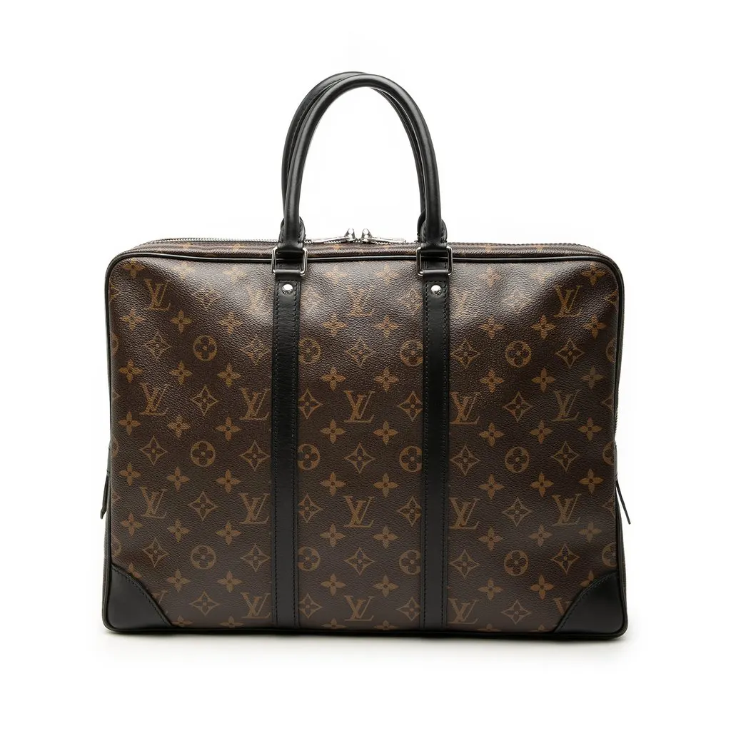 Louis Vuitton Monogram Macassar Porte Documents Voyage GM Brown Very good - Front View