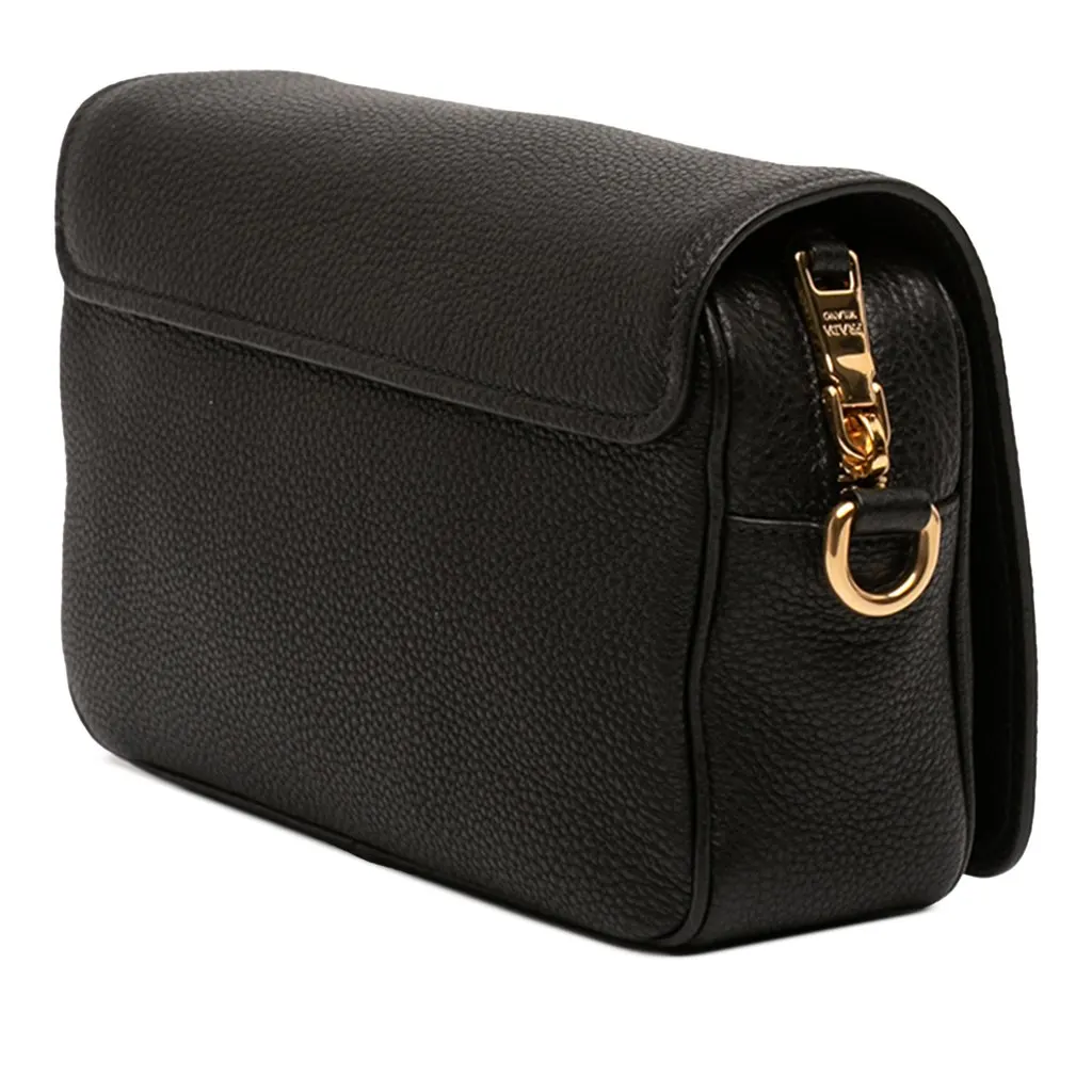 Prada Vitello Phenix Flap Crossbody Black Leather Good - Back View