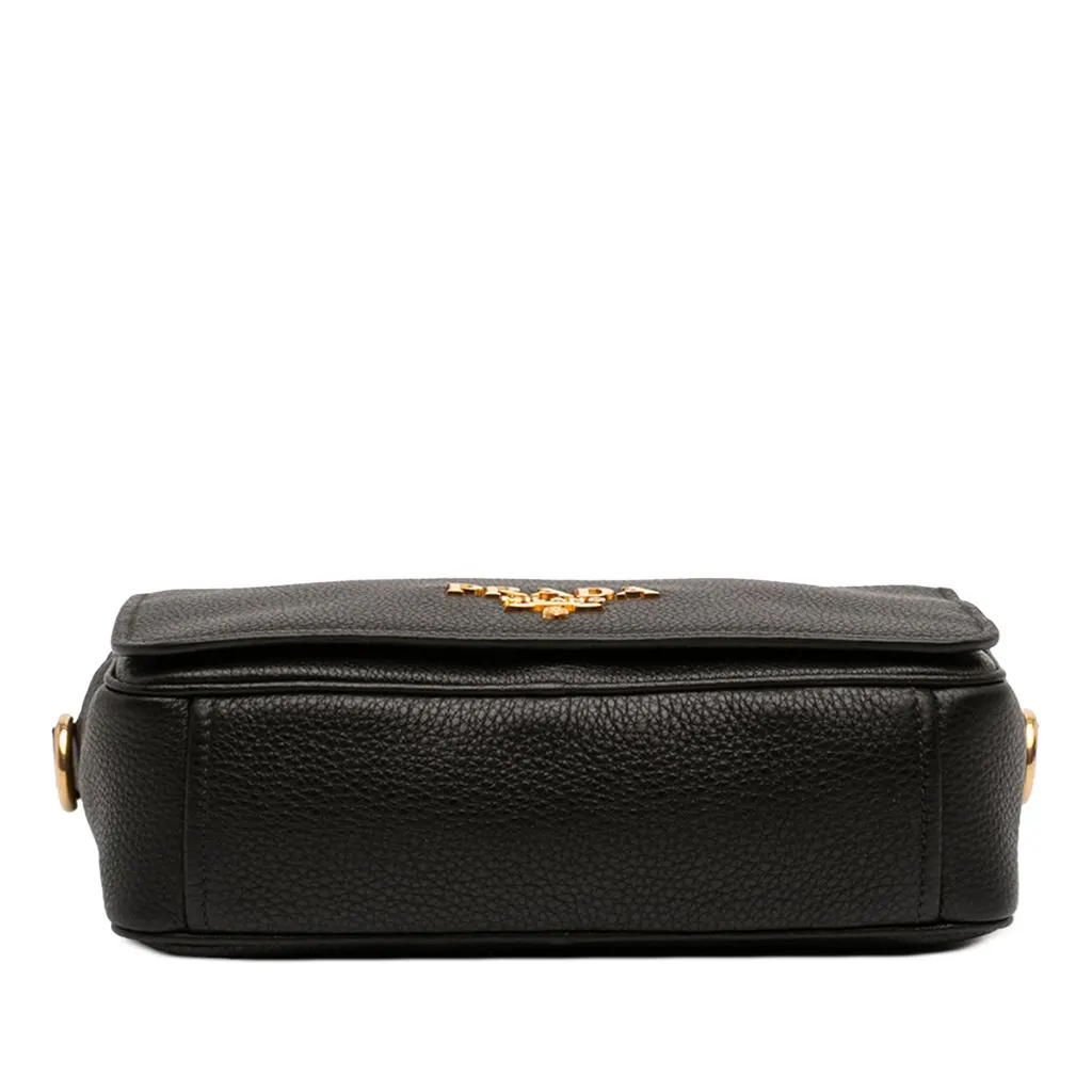 Prada Vitello Phenix Flap Crossbody Black Leather Good - Inside View