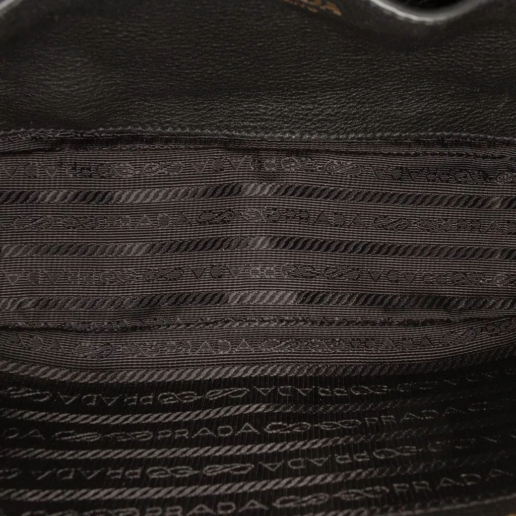 Prada Vitello Phenix Flap Crossbody Black Leather Good - Model View