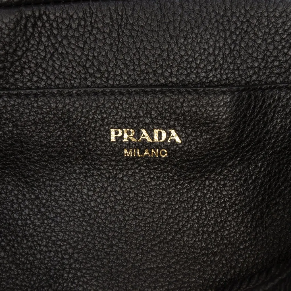 Prada Vitello Phenix Flap Crossbody Black Leather Good - Box View