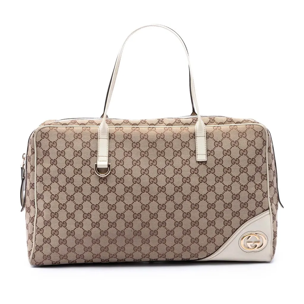 Gucci GG Canvas New Britt Shoulder Bag Beige Good - Front View