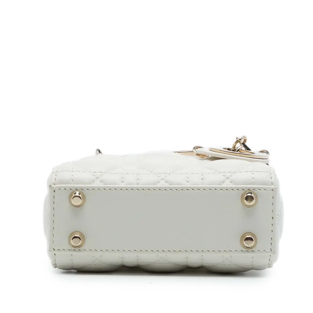 Dior Micro Lambskin Cannage Lady Dior White Leather Very good - Inside View