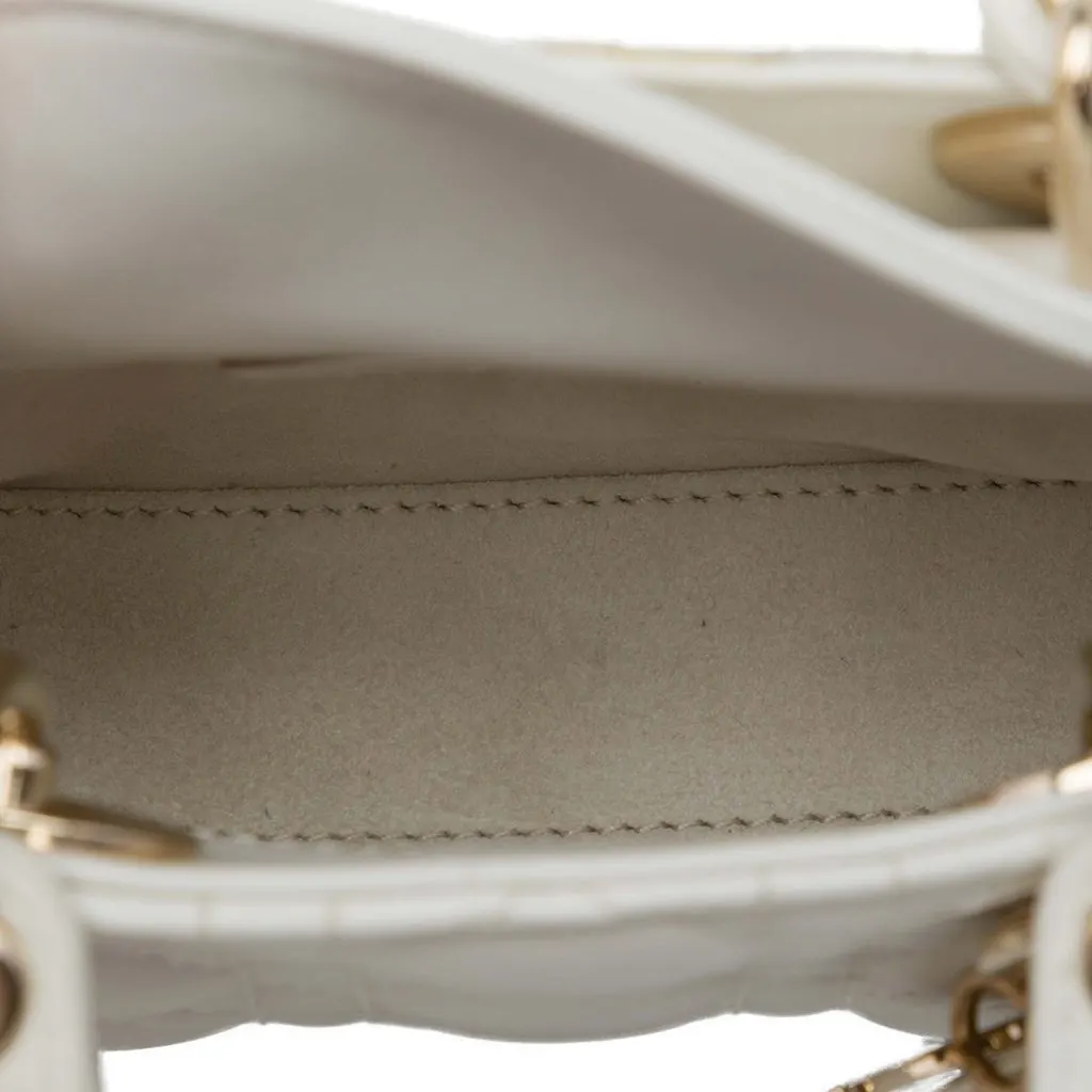 Dior Micro Lambskin Cannage Lady Dior White Leather Very good - Model View