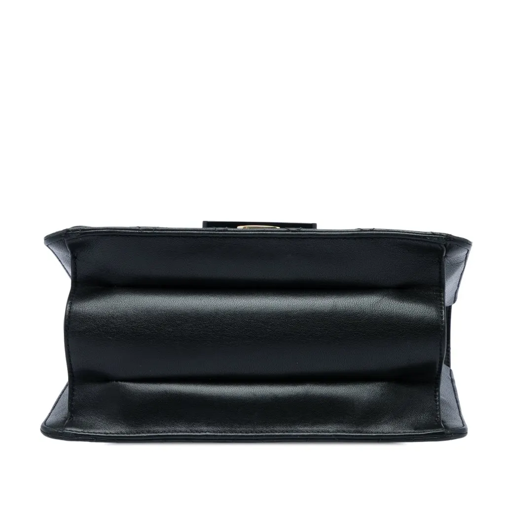 Chanel Medium Quilted Sheepskin Beauty Lock Flap Black Leather Good - Inside View
