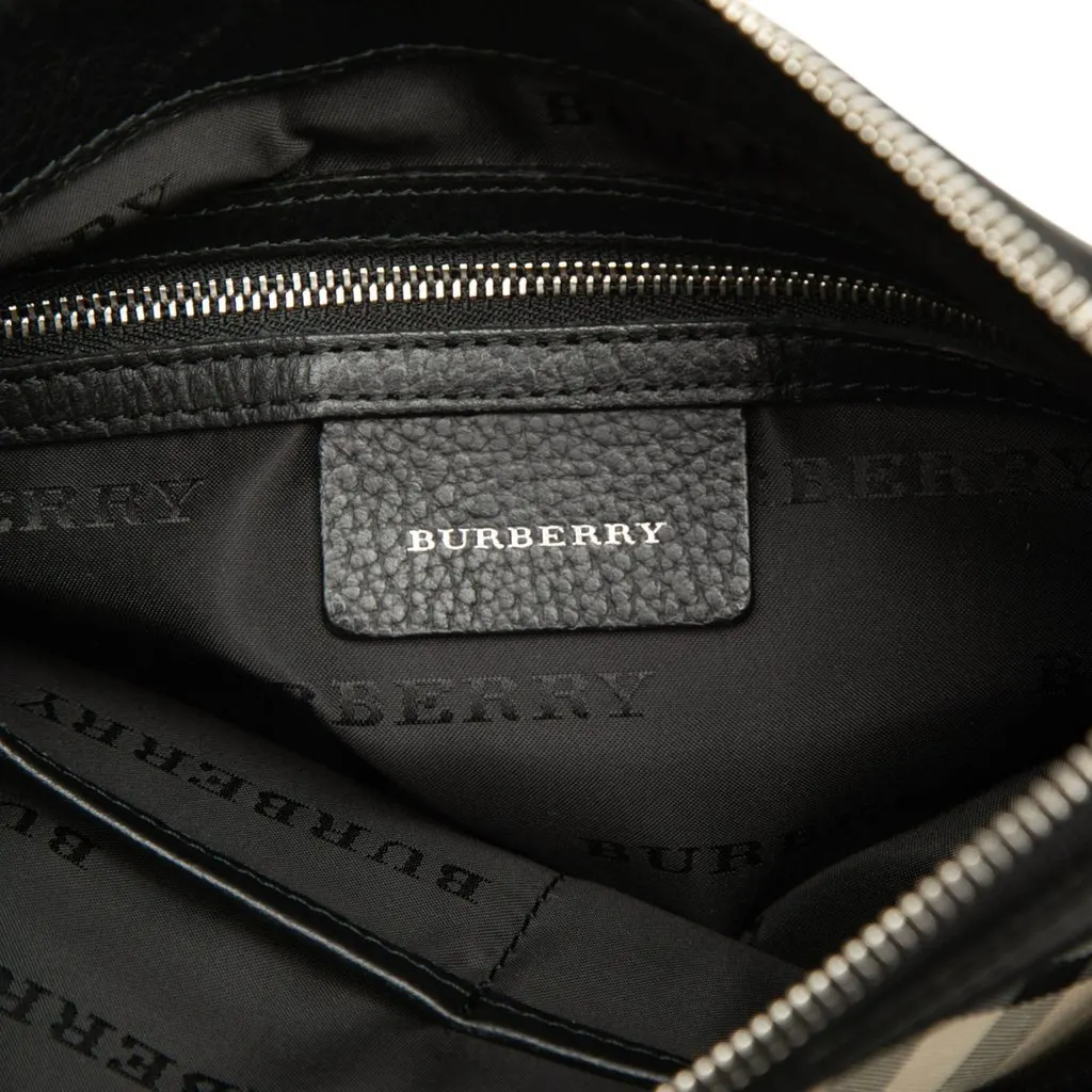 Burberry Nova Check Trimmed Nylon Crossbody Black Very good - Box View
