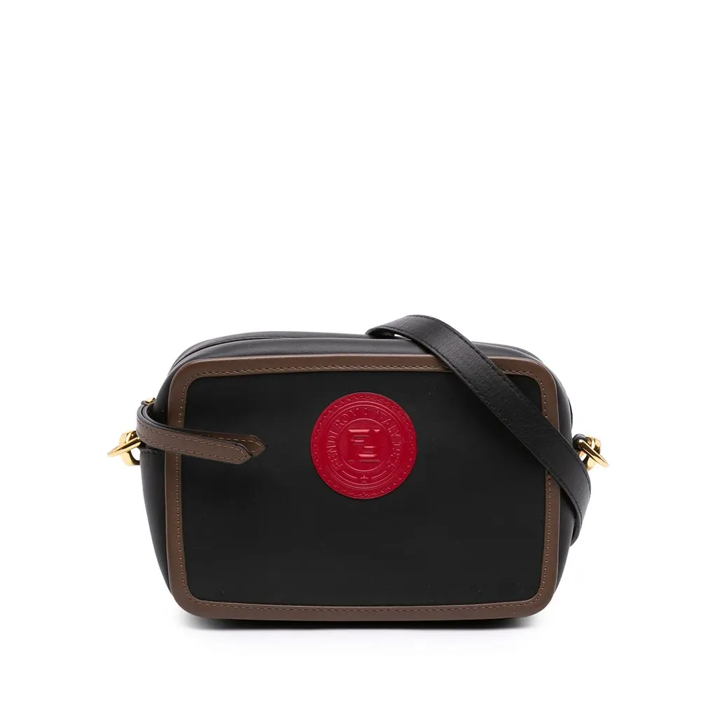 Fendi Mini Leather Stamp Patch 1974 Camera Bag Black Leather Very good - Front View